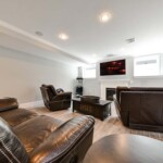 A comfortable entertainment theater for entertaining small and large groups of family and friends.