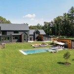 This arial view shows the entire property.